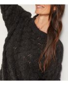 Pull col rond à motif écaille Jasmine noir