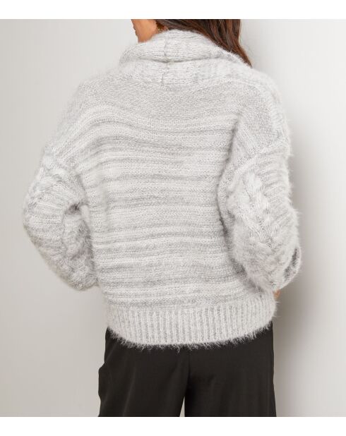 Gilet col V à bouton Léa gris
