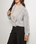 Gilet col V à bouton Léa gris