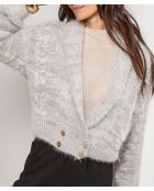 Gilet col V à bouton Léa gris