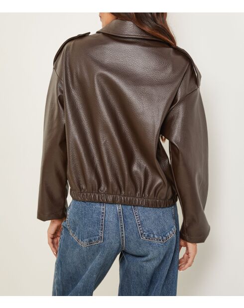 Blouson faux cuir avec poche Giulia marron