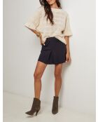 Pull col rond mi manche ajouré Jeanne beige
