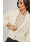 Gilet col V à bouton Justine beige