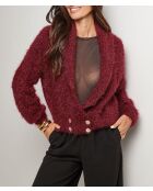 Gilet col V à bouton Laura bordeaux