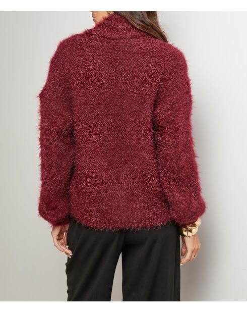 Gilet col V à bouton Laura bordeaux