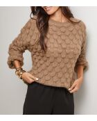 Jersey de cuello redondo en carey color topo color jade
