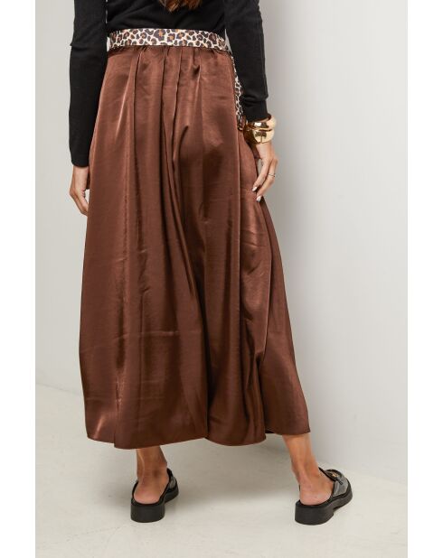 Jupe ample satinée avec ceinture incluse Eva chocolat