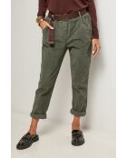 Pantalones Elsa de terciopelo caqui con cinturón de algodón