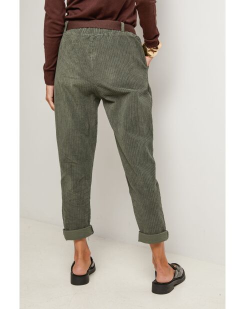 Pantalon velours avec ceinture en coton Elsa kaki