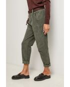 Pantalones Elsa de terciopelo caqui con cinturón de algodón