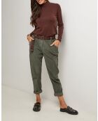 Pantalones Elsa de terciopelo caqui con cinturón de algodón