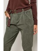 Pantalones Elsa de terciopelo caqui con cinturón de algodón
