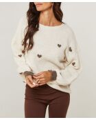 Pull col rond cœur Cléa beige