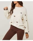 Pull col rond cœur Cléa beige