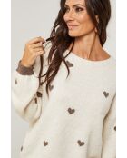 Pull col rond cœur Cléa beige