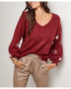 Pull col V Anissa bordeaux