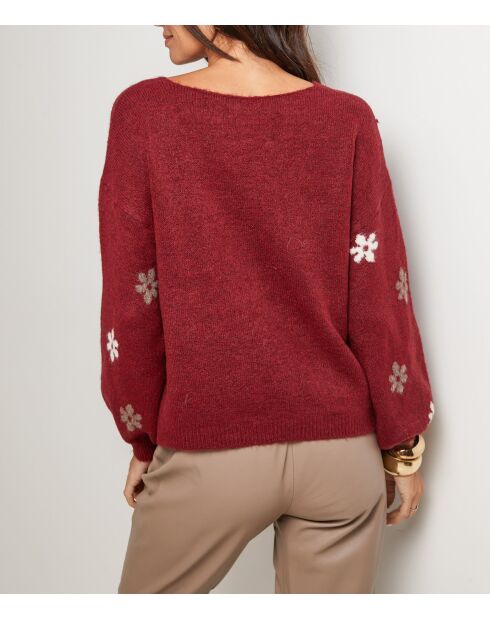 Pull col V Anissa bordeaux
