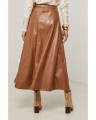 Volledige rok van imitatieleer inclusief riem Flora camel