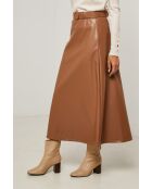 Volledige rok van imitatieleer inclusief riem Flora camel