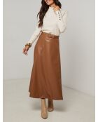 Volledige rok van imitatieleer inclusief riem Flora camel