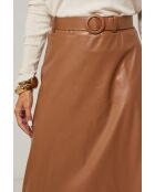 Volledige rok van imitatieleer inclusief riem Flora camel