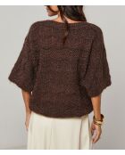 Pull col rond mi manche ajouré Joy chocolat
