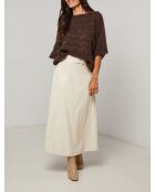 Pull col rond mi manche ajouré Joy chocolat