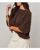 Pull col rond mi manche ajouré Joy chocolat