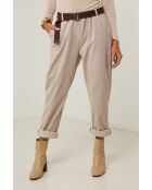 Pantalones Diane con cinturón beige