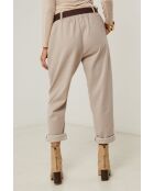 Pantalones Diane con cinturón beige