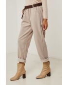 Pantalones Diane con cinturón beige