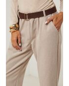 Pantalones Diane con cinturón beige