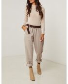 Pantalones Diane con cinturón beige