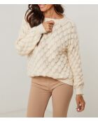 Pull col rond à motif écaille Isadora beige