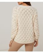 Pull col rond à motif écaille Isadora beige