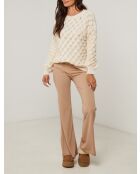 Pull col rond à motif écaille Isadora beige