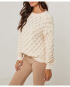 Pull col rond à motif écaille Isadora beige