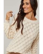 Pull col rond à motif écaille Isadora beige