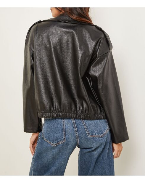 Blouson faux cuir avec poche Héloïse noir