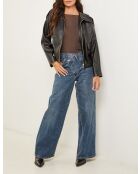 Blouson faux cuir avec poche Héloïse noir