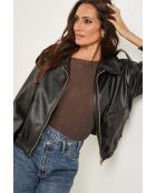 Blouson faux cuir avec poche Héloïse noir