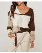 Charlène brauner Pullover mit V-Ausschnitt