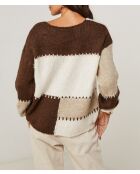 Charlène brauner Pullover mit V-Ausschnitt