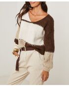 Charlène brauner Pullover mit V-Ausschnitt
