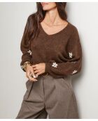 Pull col V Andrea chocolat