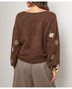 Pull col V Andrea chocolat