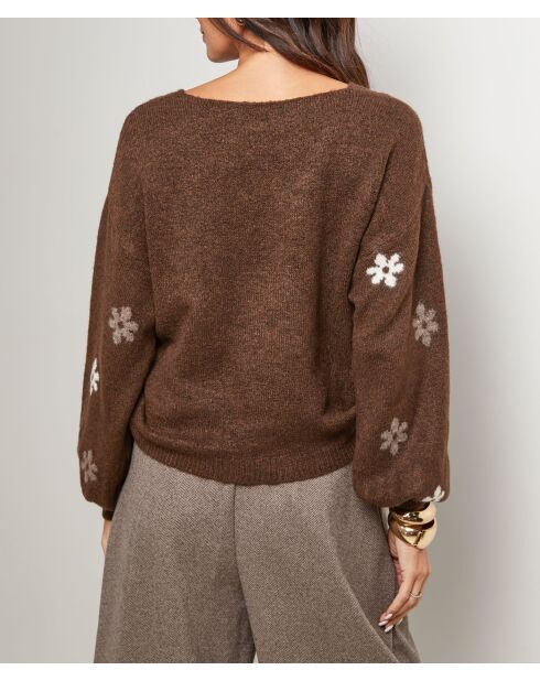 Pull col V Andrea chocolat