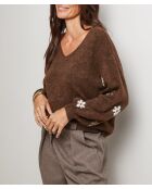 Pull col V Andrea chocolat