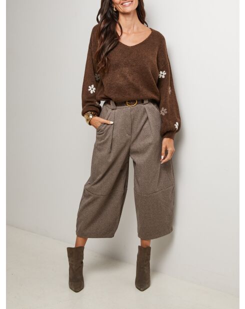 Pull col V Andrea chocolat