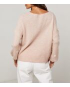 Pull col rond cœur Cléo vieux rose